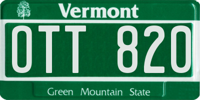 VT license plate OTT820