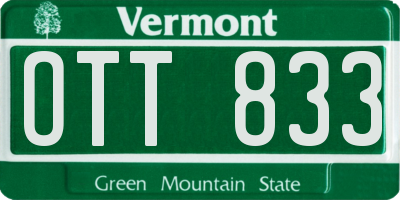 VT license plate OTT833
