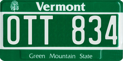 VT license plate OTT834