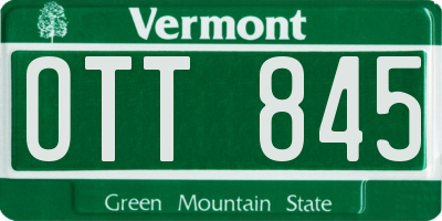 VT license plate OTT845