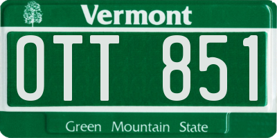 VT license plate OTT851