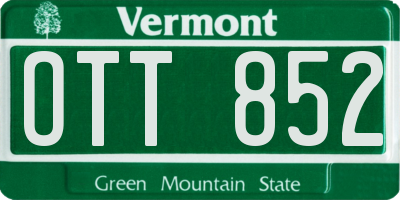 VT license plate OTT852