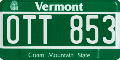 VT license plate OTT853