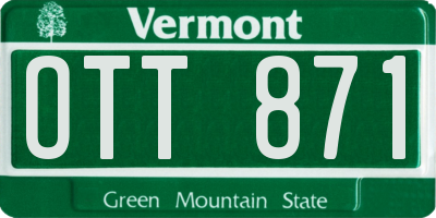 VT license plate OTT871