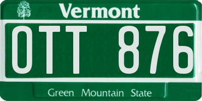 VT license plate OTT876
