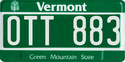 VT license plate OTT883