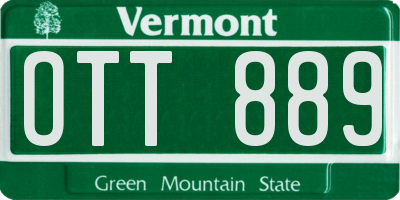VT license plate OTT889