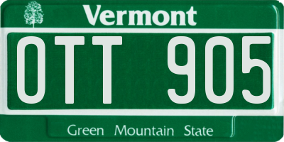 VT license plate OTT905