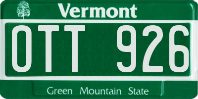 VT license plate OTT926
