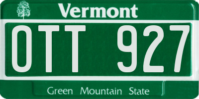 VT license plate OTT927