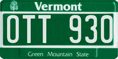 VT license plate OTT930