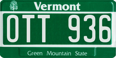VT license plate OTT936