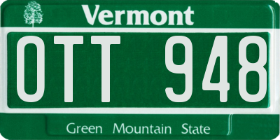 VT license plate OTT948