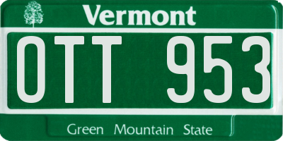 VT license plate OTT953