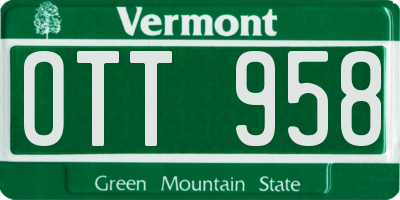 VT license plate OTT958