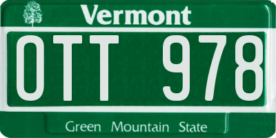VT license plate OTT978