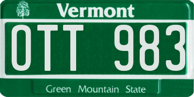 VT license plate OTT983