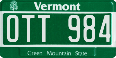 VT license plate OTT984