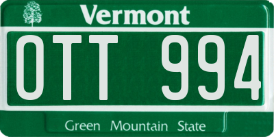 VT license plate OTT994