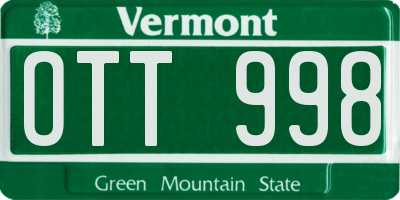 VT license plate OTT998