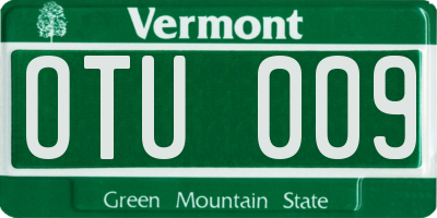 VT license plate OTU009