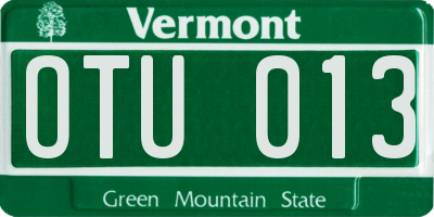 VT license plate OTU013