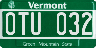 VT license plate OTU032