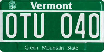 VT license plate OTU040