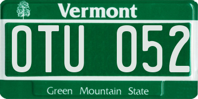 VT license plate OTU052