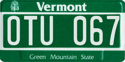 VT license plate OTU067