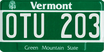 VT license plate OTU203