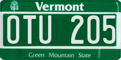 VT license plate OTU205