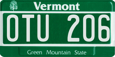 VT license plate OTU206