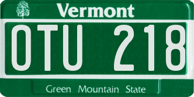 VT license plate OTU218