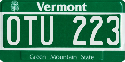 VT license plate OTU223