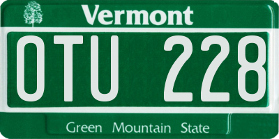 VT license plate OTU228