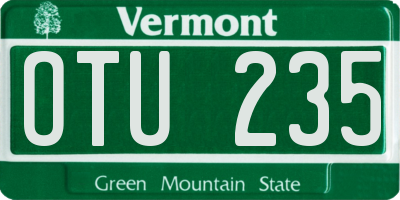 VT license plate OTU235