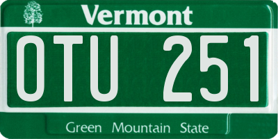 VT license plate OTU251