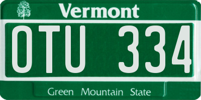 VT license plate OTU334