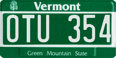 VT license plate OTU354