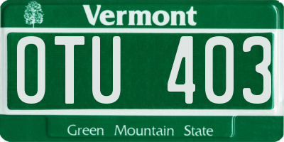 VT license plate OTU403