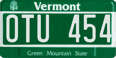 VT license plate OTU454