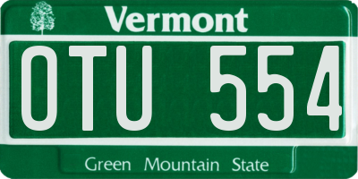 VT license plate OTU554