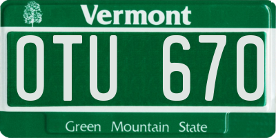 VT license plate OTU670