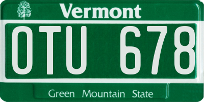 VT license plate OTU678