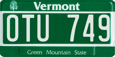 VT license plate OTU749