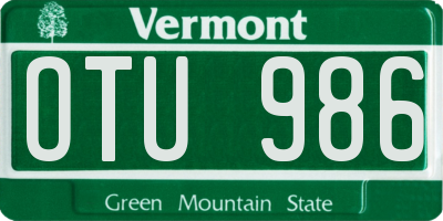 VT license plate OTU986
