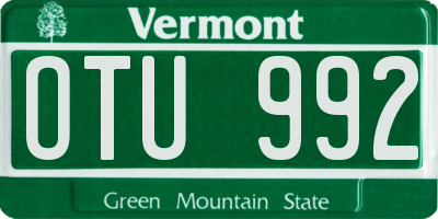VT license plate OTU992