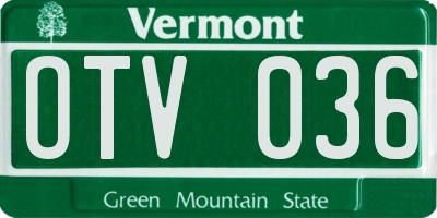 VT license plate OTV036