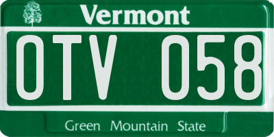 VT license plate OTV058
